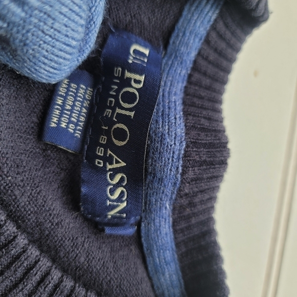 U.S. Polo Assn Navy Blue Men's Striped  Pullover crew Neck Sweater Size L - Picture 4 of 8